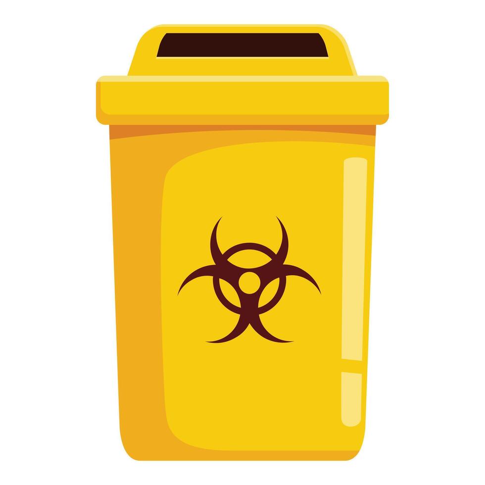 Yellow biohazard medical waste container displaying international biological hazard symbol vector