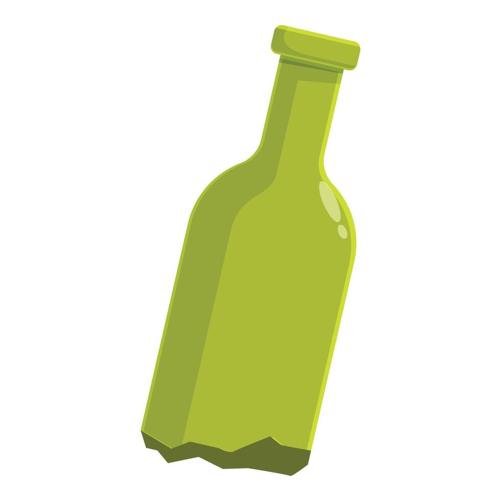 Broken green glass bottle isolated on white background vector