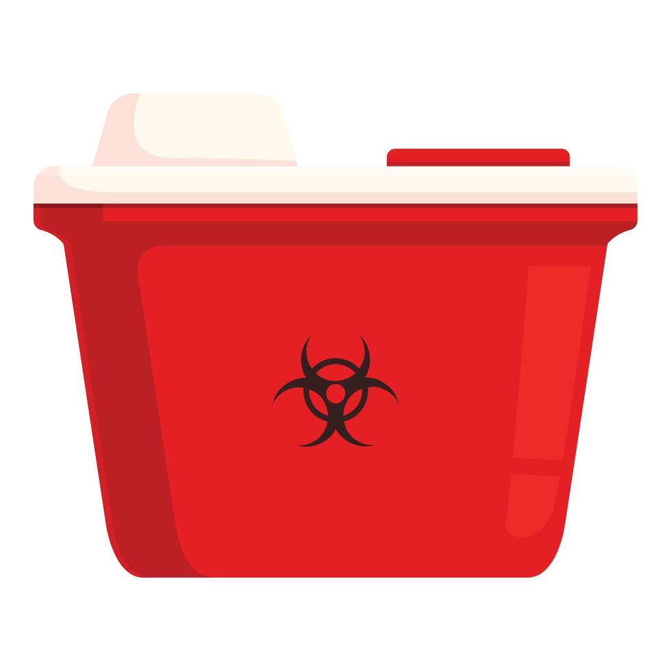 Red biohazard medical waste container showing biohazard symbol vector