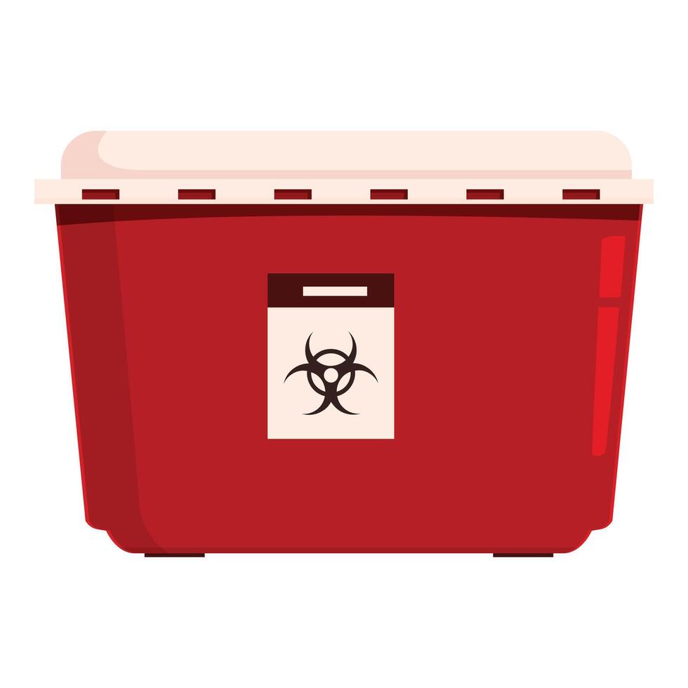 Red biohazard medical waste container protecting public health vector