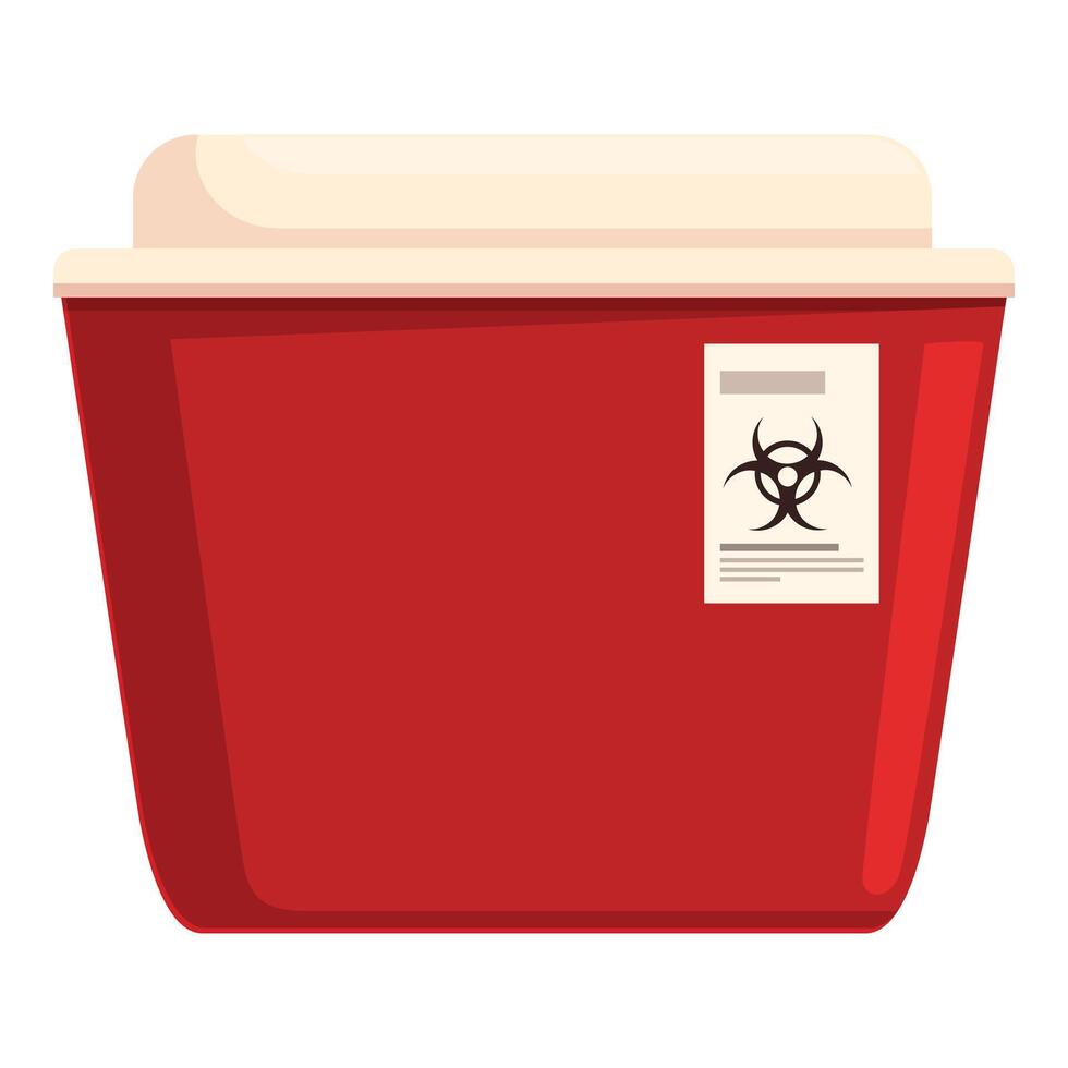 Red biohazard medical waste container protecting against contamination vector