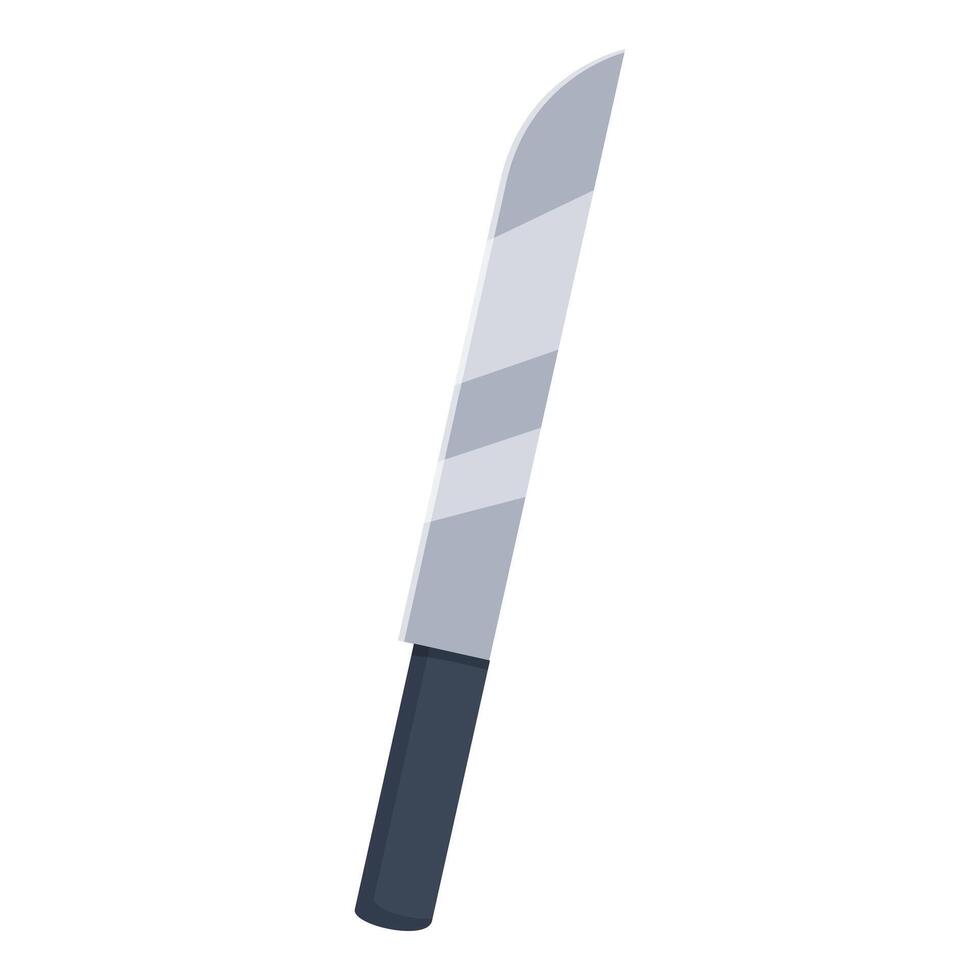 Large sharp kitchen knife with black handle pointing upwards vector
