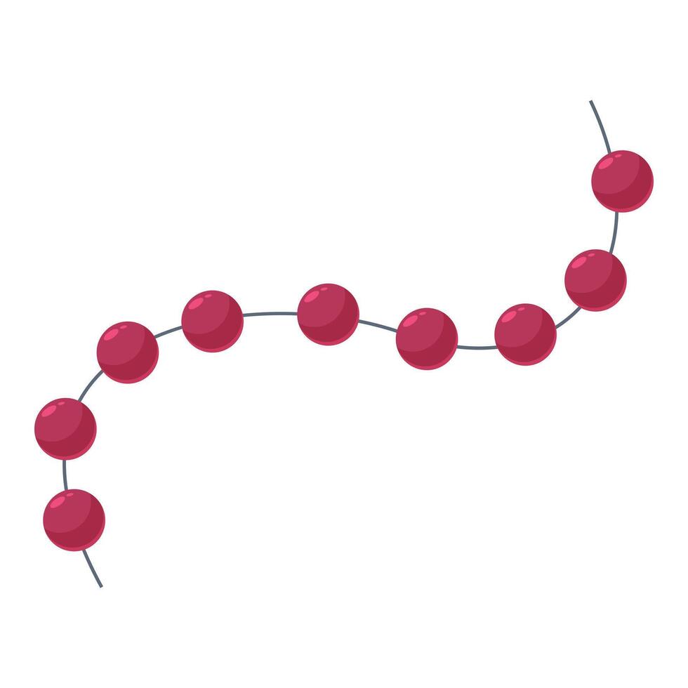 Red christmas balls hanging on a string forming a curved line vector