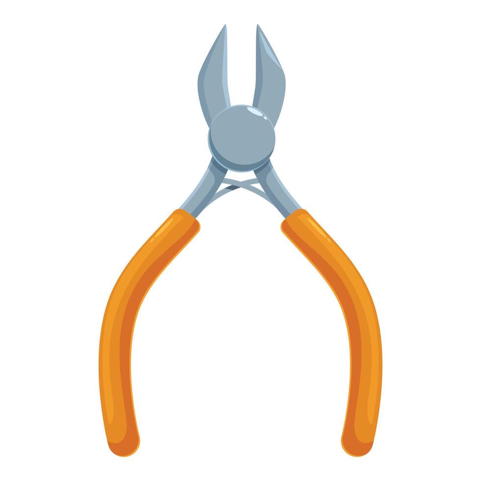 Diagonal cutting pliers with orange handles on white background vector