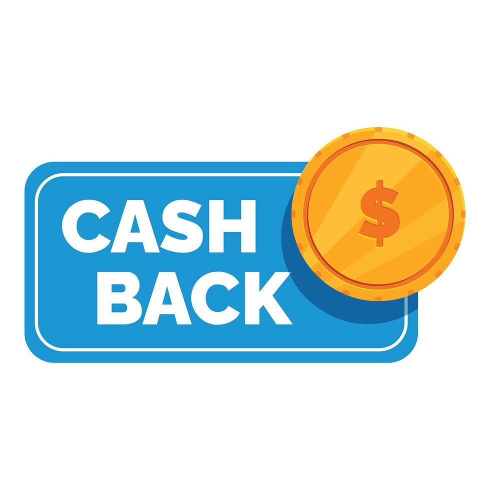 Cash back banner with gold coin showing dollar sign vector