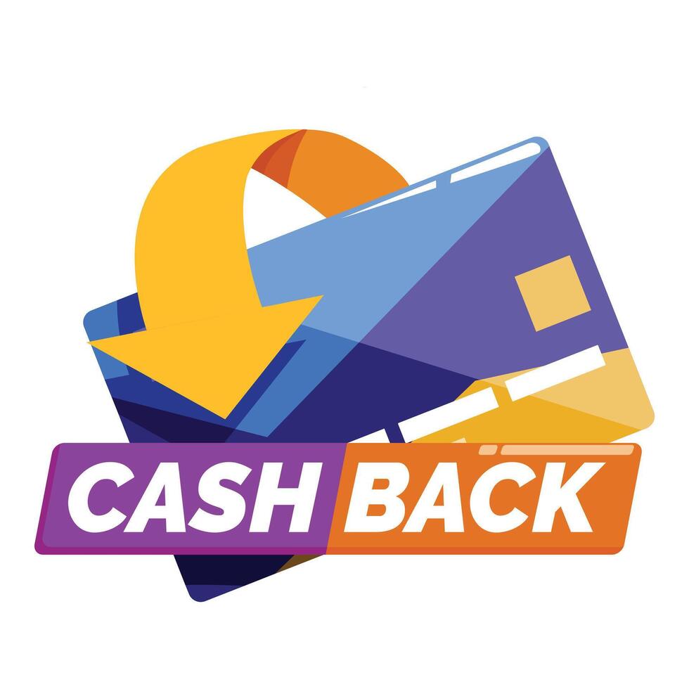 Cashback money refunding with credit card and rotating arrow vector