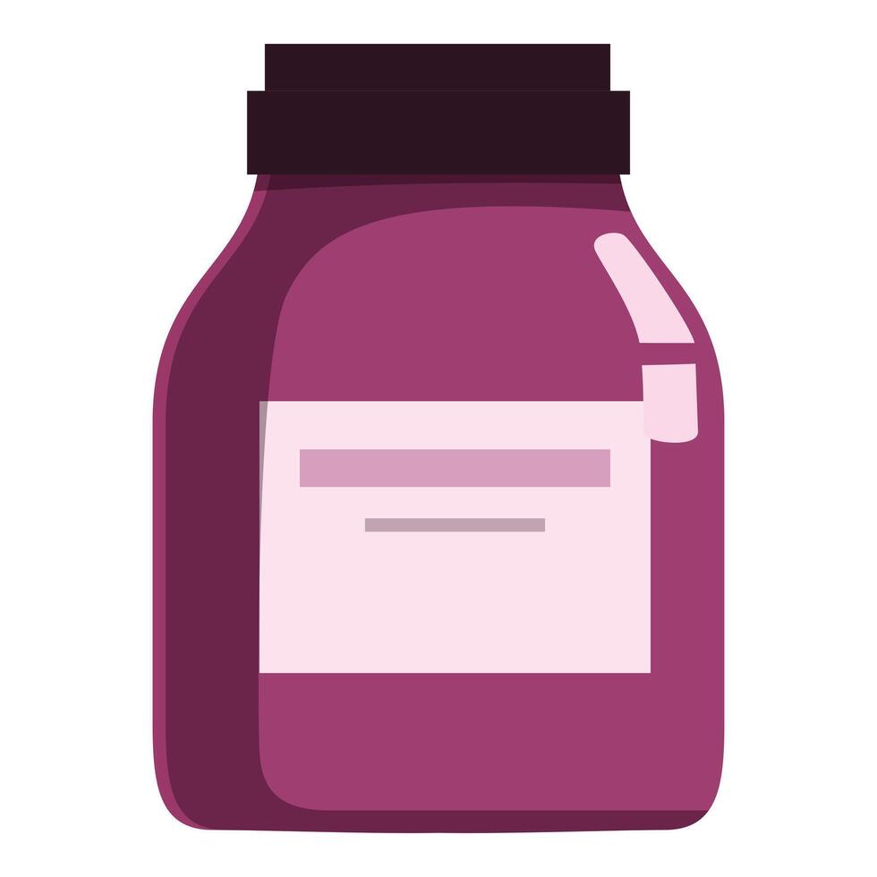 Closed purple jar with blank label and black lid vector