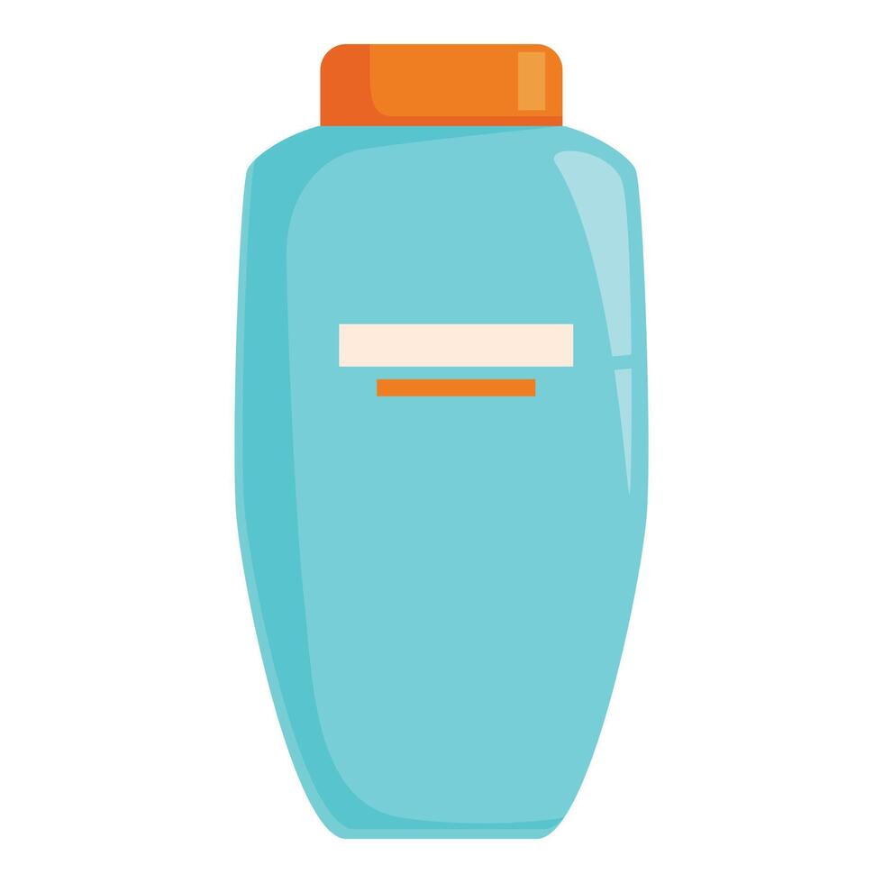 Light blue plastic cosmetic bottle with orange cap and blank label vector
