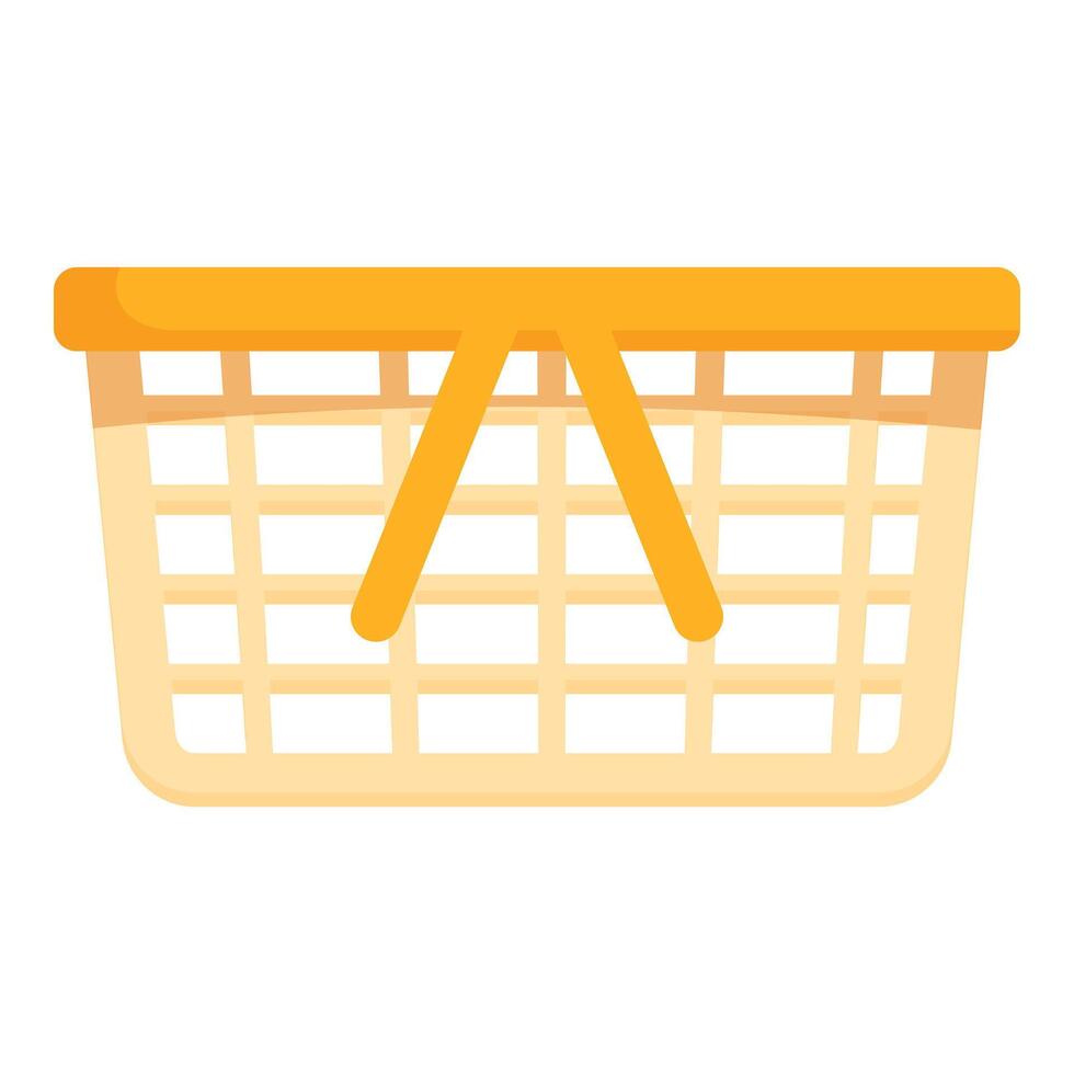 Empty shopping basket with yellow handles and lid, ready for groceries vector