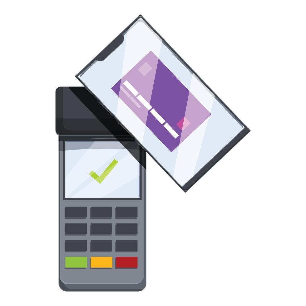Smartphone making contactless payment on pos terminal vector