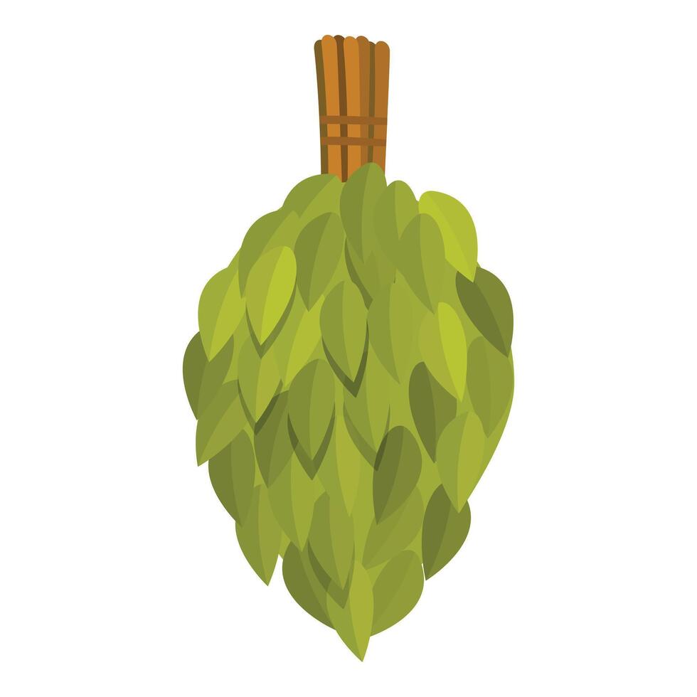 Green bath broom hanging and drying, ready for sauna relaxation vector