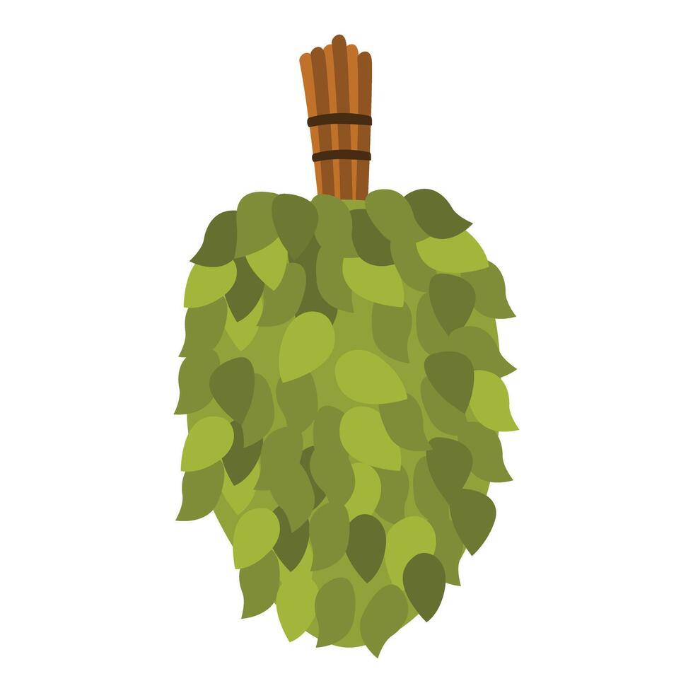 Green bath broom hanging and waiting to be used in sauna or banya vector