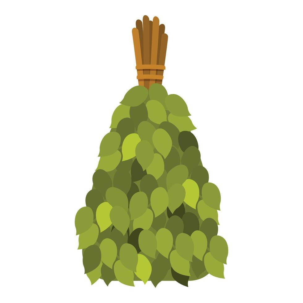 Green bath broom made of birch twigs for sauna relaxing vector
