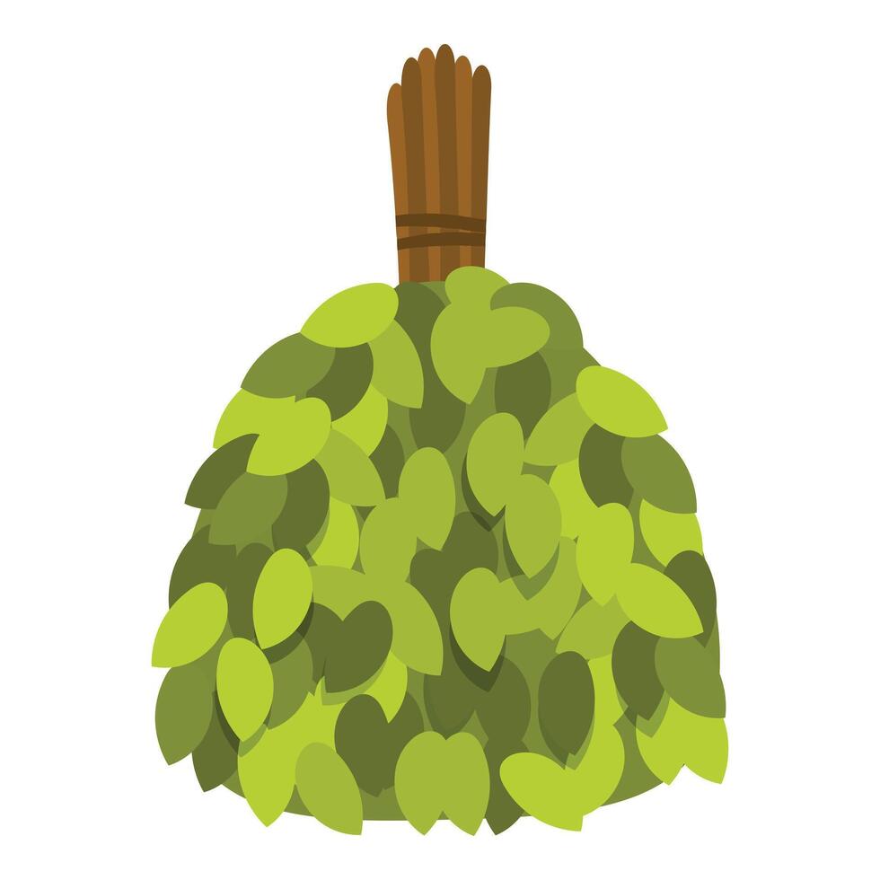 Green foliage sauna broom for relaxing and enjoying hot steam bath vector