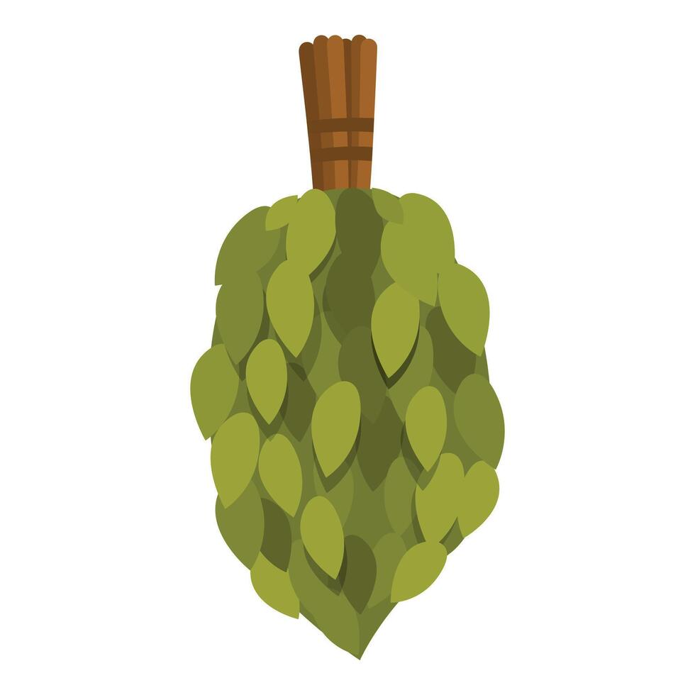 Green bath broom hanging and drying, ready for sauna session vector