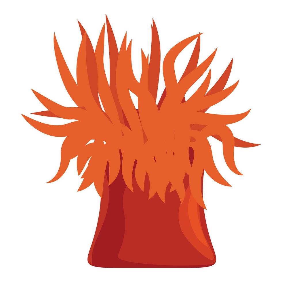 Vibrant orange sea anemone exhibiting radial symmetry in underwater scene vector