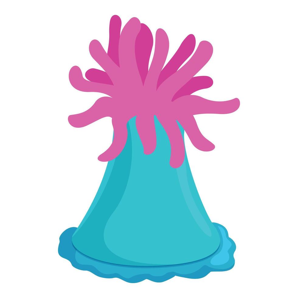Pink and blue sea anemone standing on the seabed vector