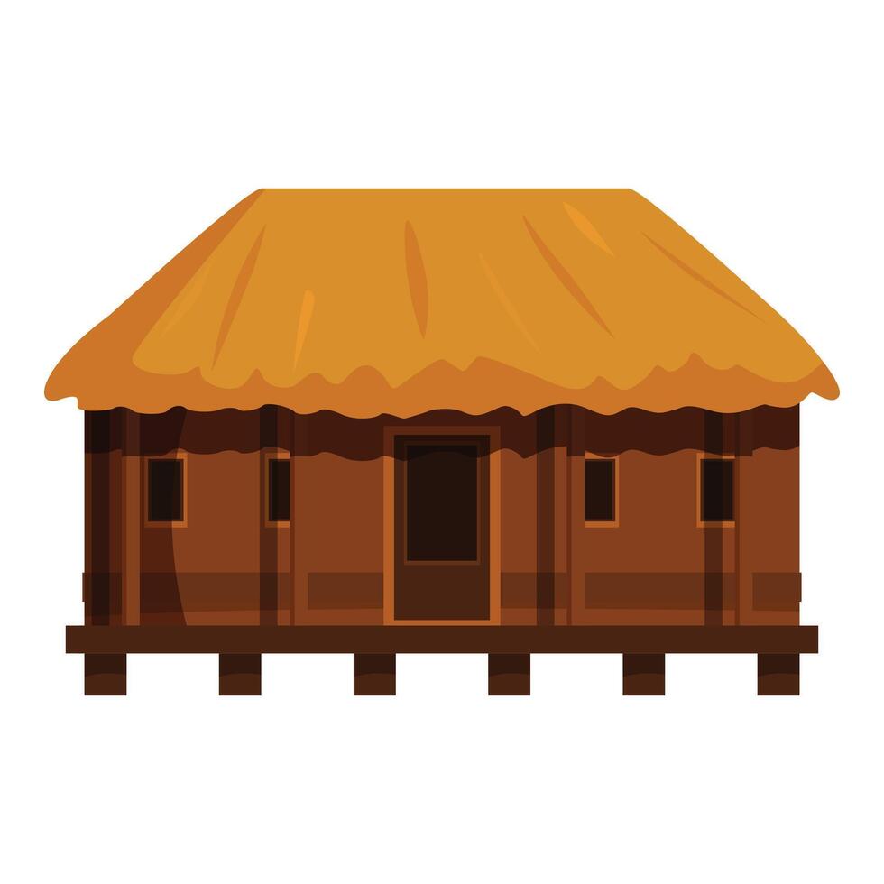 Wooden hut with thatched roof representing tropical island living vector