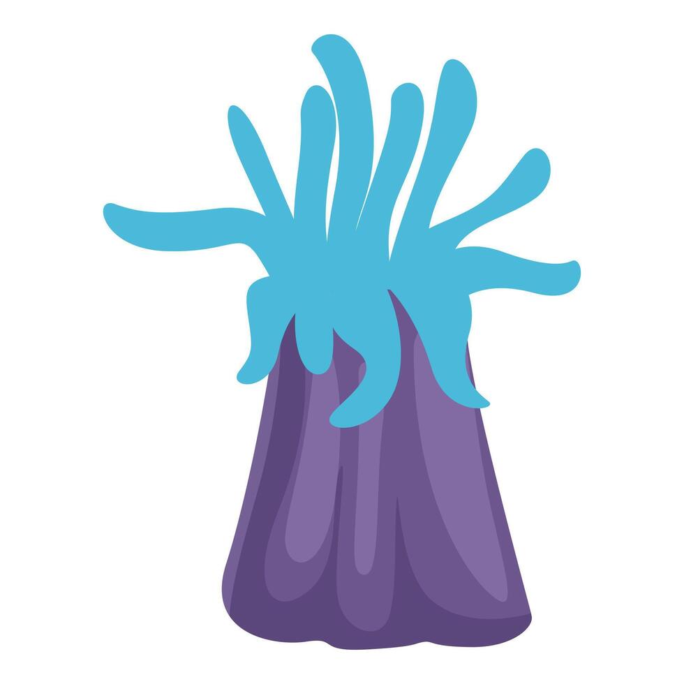Vibrant purple sea anemone with flowing blue tentacles in marine ecosystem vector