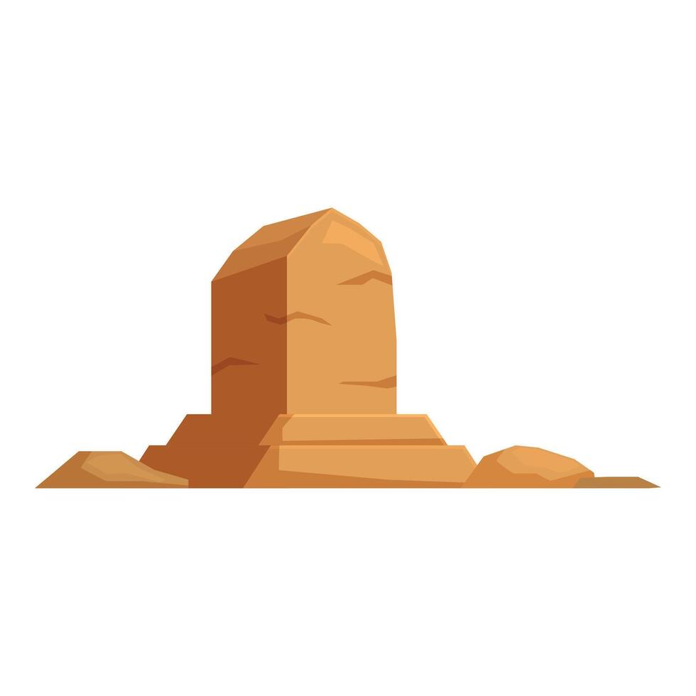 Big single rock standing in desert landscape illustration vector