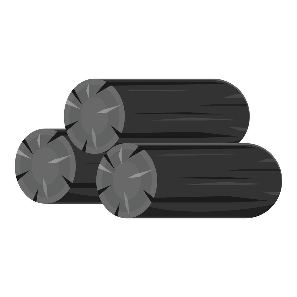 Three charcoal logs forming a stable structure for grilling vector