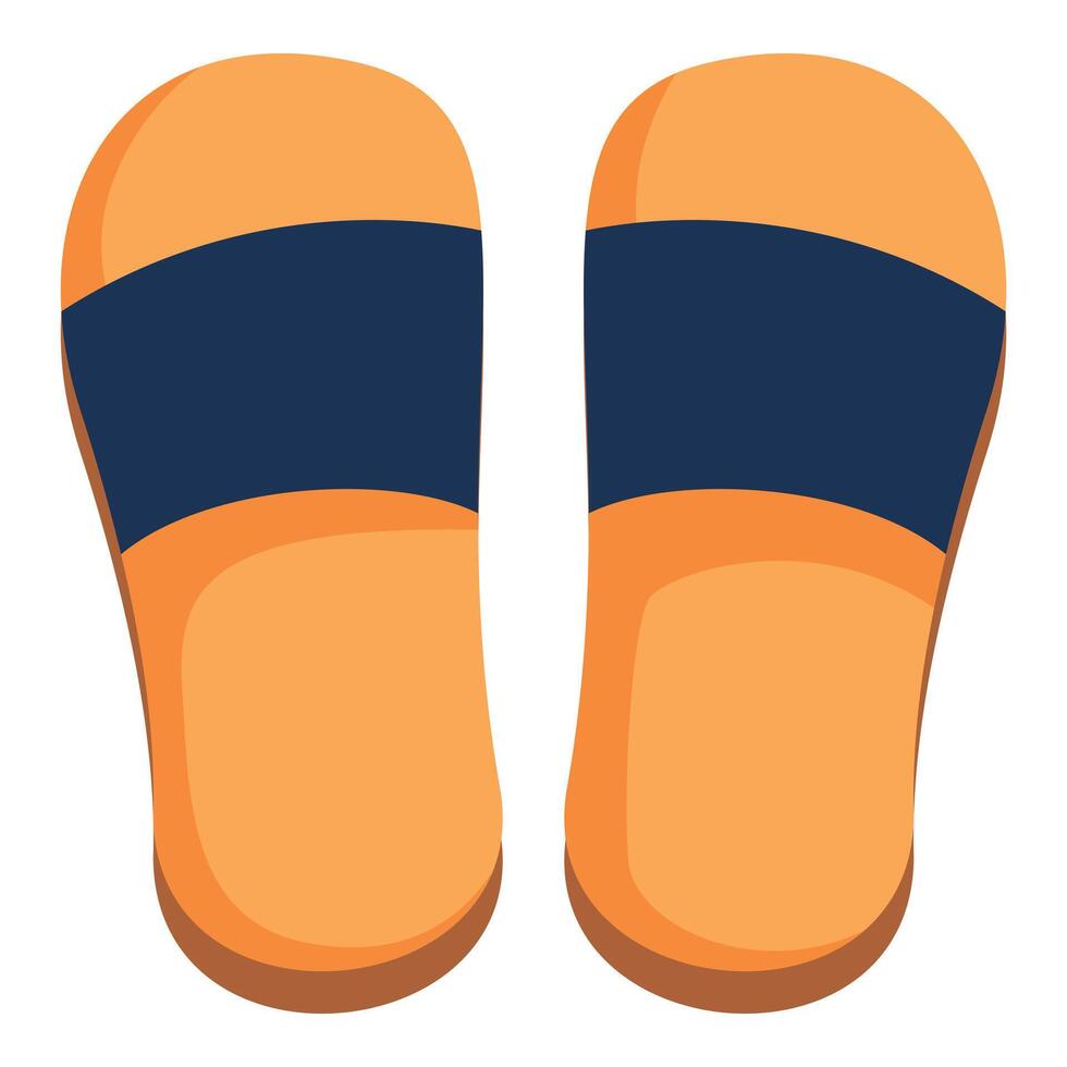 Comfortable orange slippers with blue strap for relaxing at home vector
