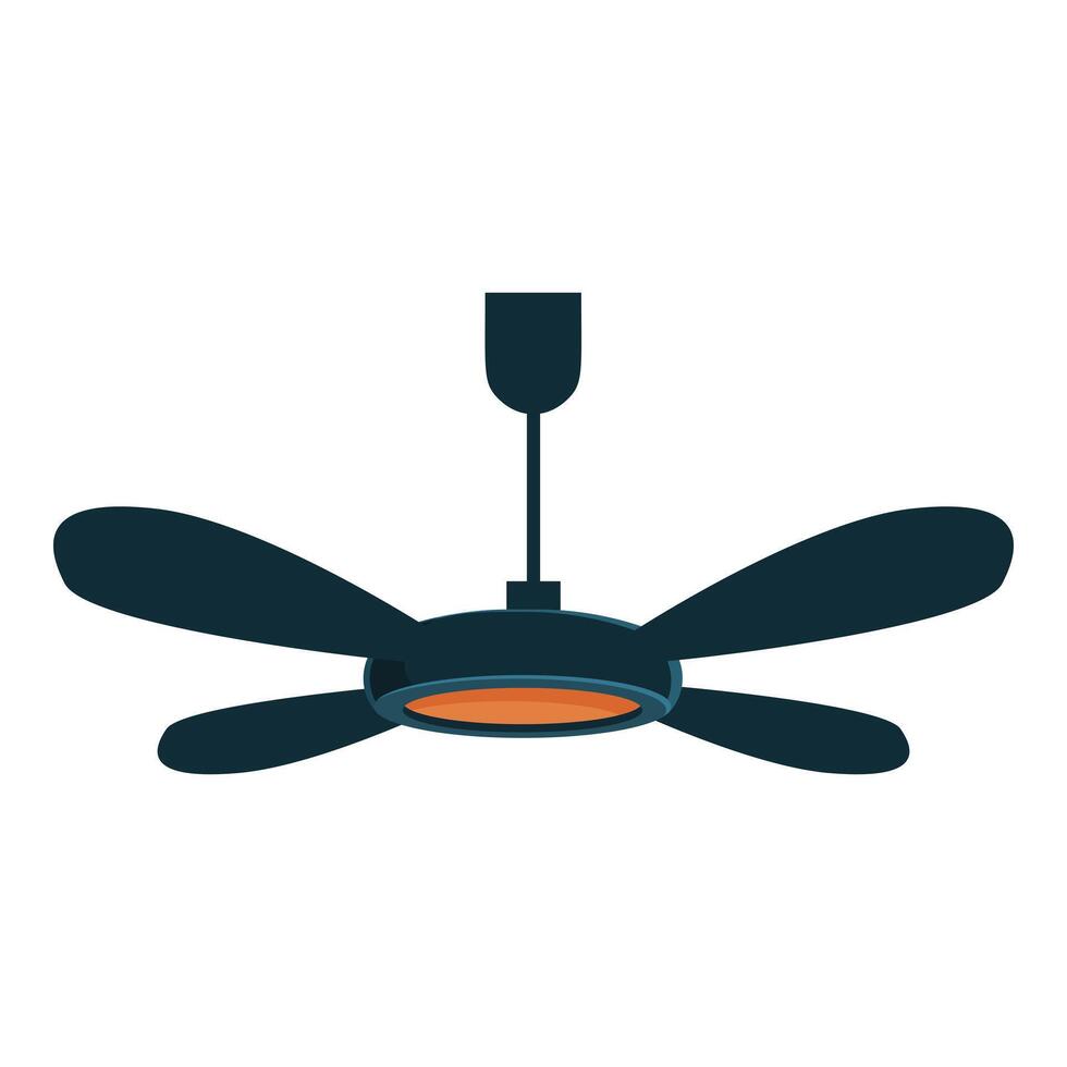 Modern ceiling fan rotating, providing cooling air circulation vector