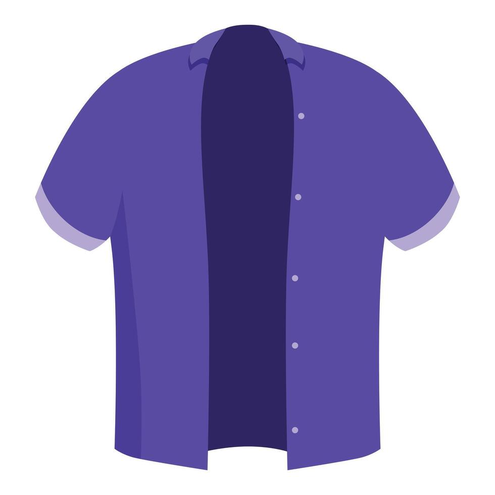 Purple short sleeved shirt with buttons undone on white background vector