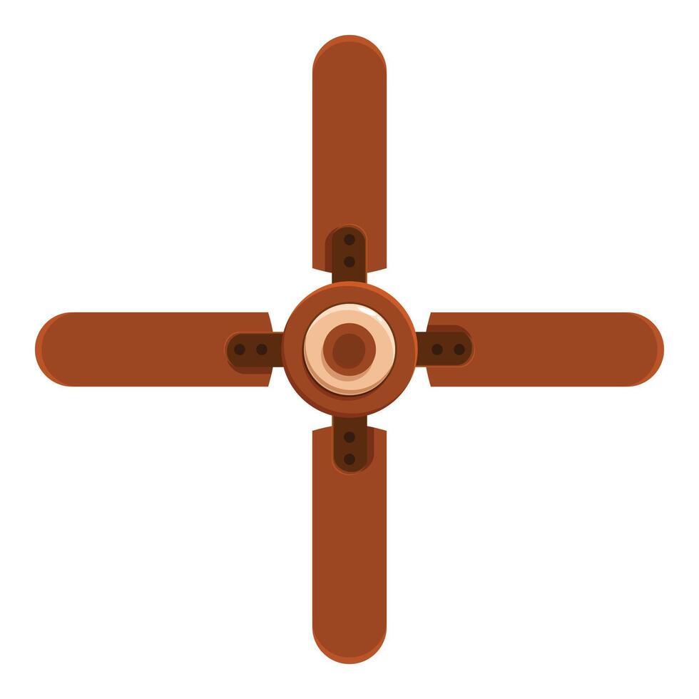 Brown ceiling fan rotating to keep cool in summer vector