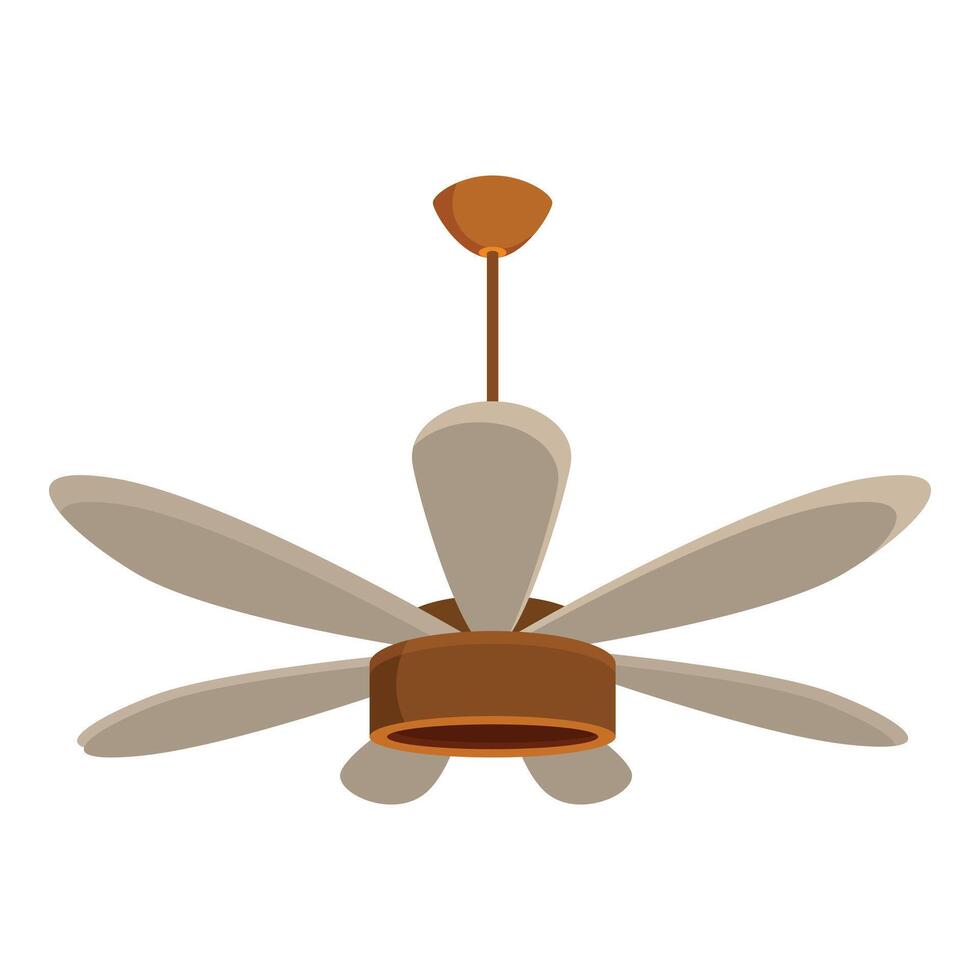 Ceiling fan rotating providing cooling air circulation vector