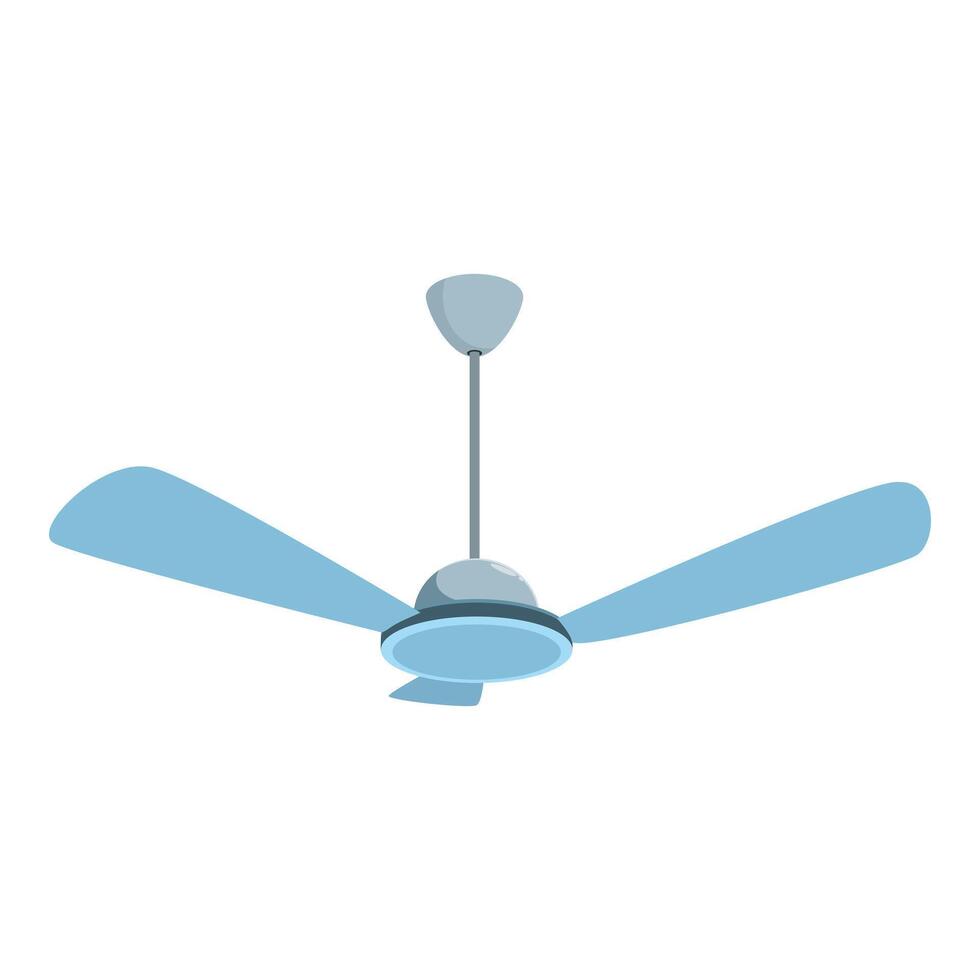 Blue ceiling fan rotating providing cooling air circulation vector