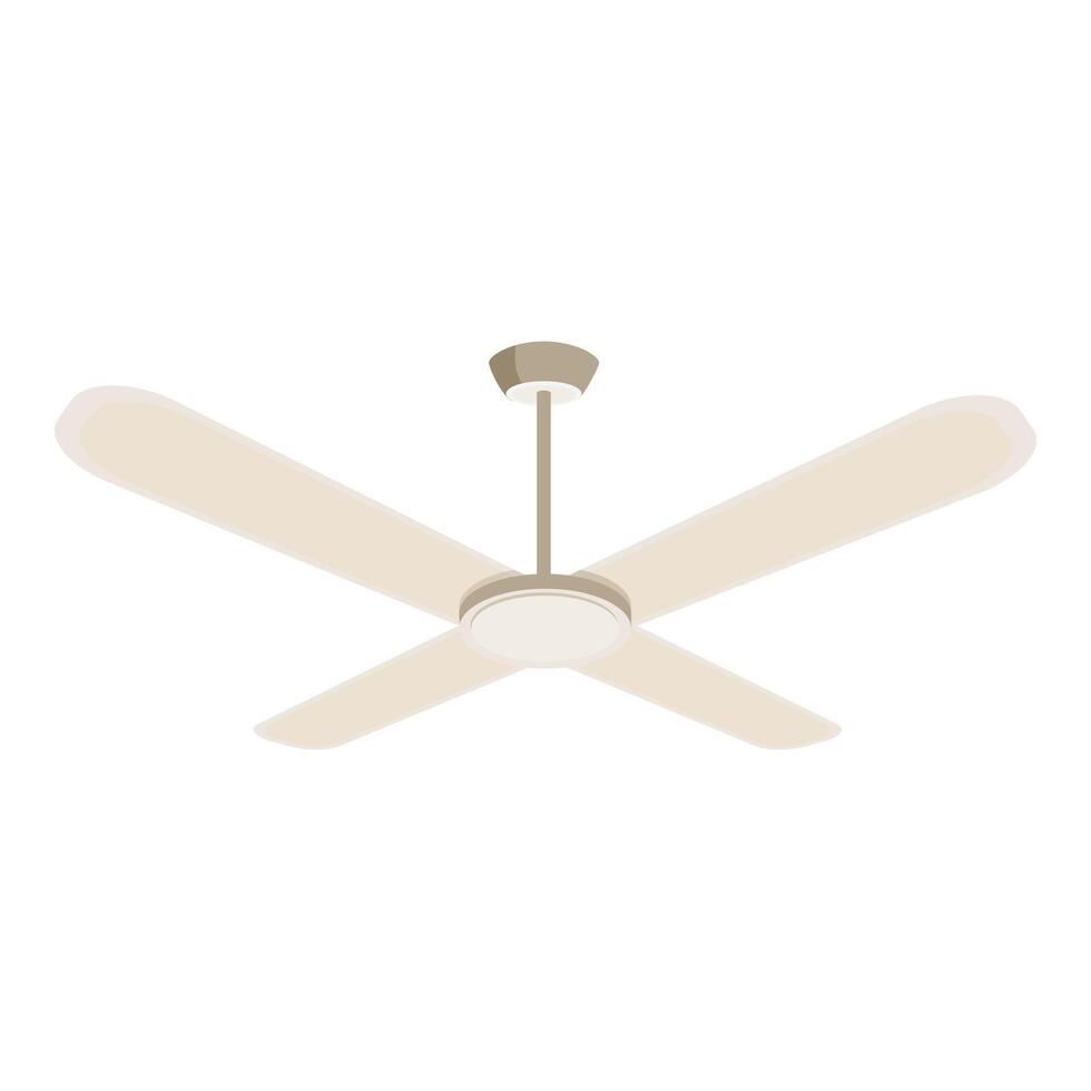 Ceiling fan rotating and providing cooling air circulation vector