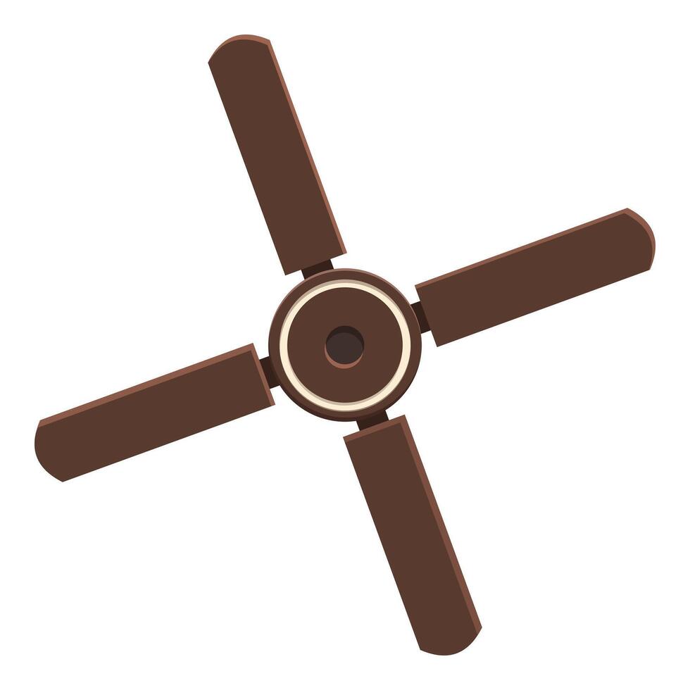 Brown ceiling fan rotating to keep cool in summer vector