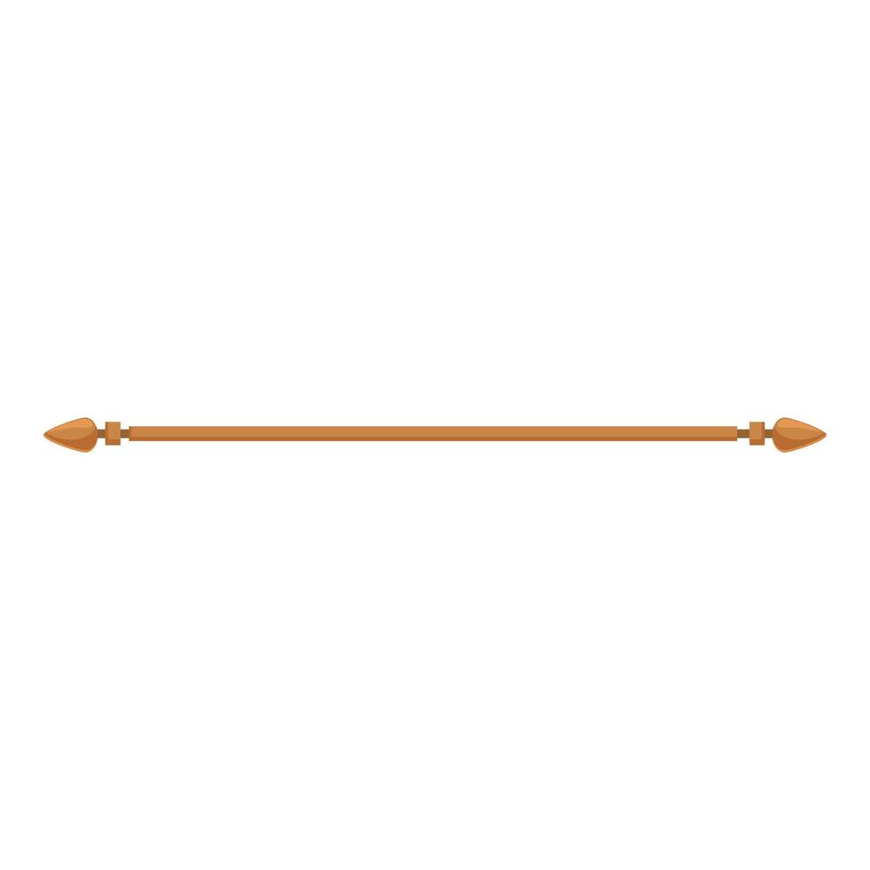 Brown metal curtain rod with decorative arrowhead finials extending horizontally vector