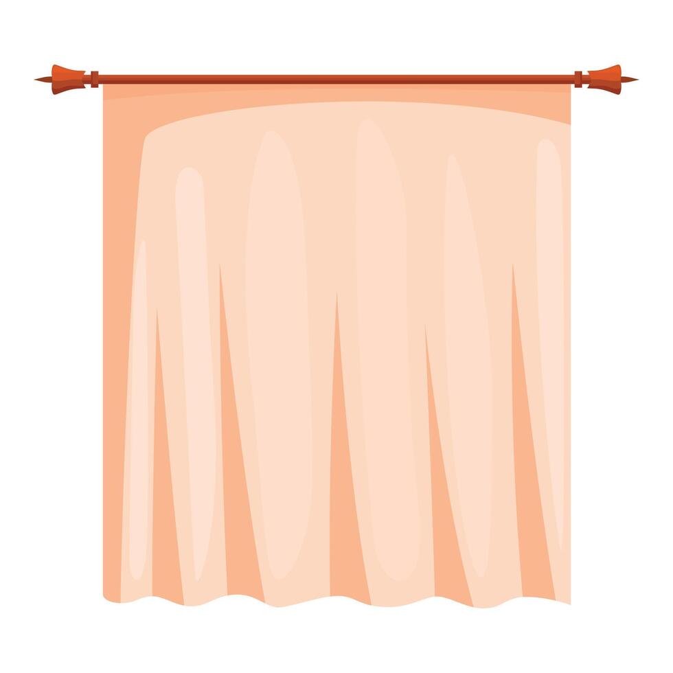 Peach curtain hanging on a wooden curtain rod vector