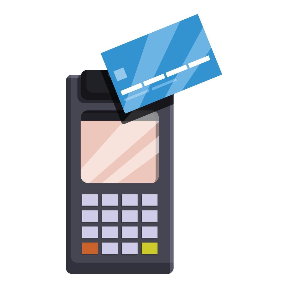 Contactless payment using credit card on pos terminal vector