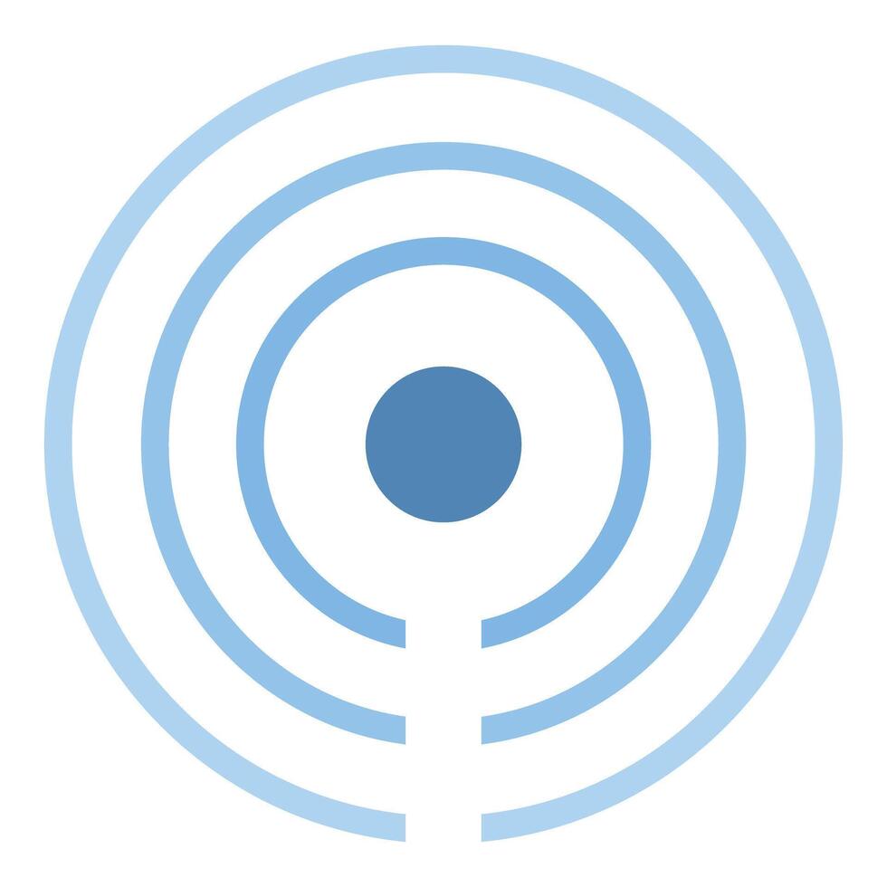 Wireless network symbol showing internet connection and coverage vector