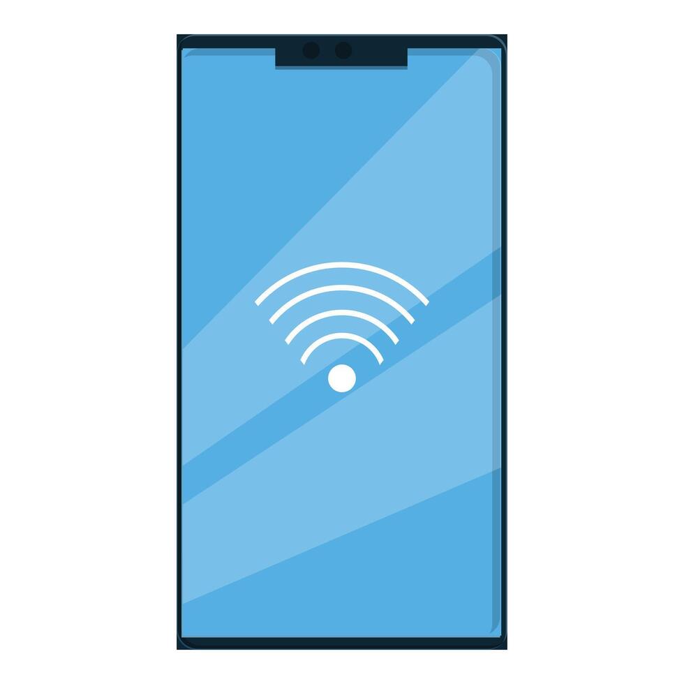 Smartphone showing wifi signal on blue screen vector