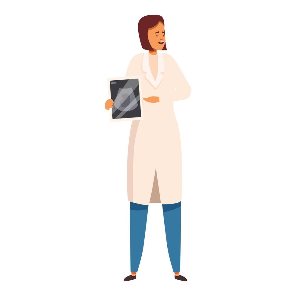 Smiling doctor showing ultrasound scan result on tablet vector