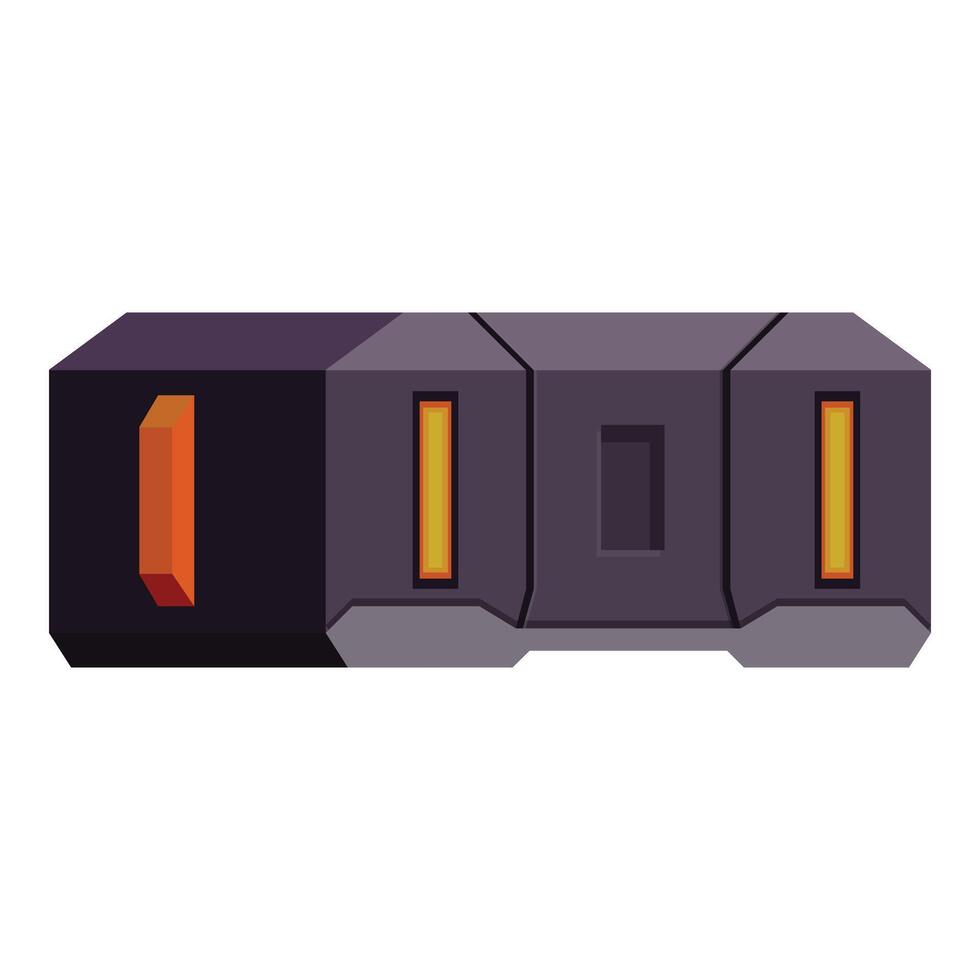 Futuristic metal container emitting orange light signals vector
