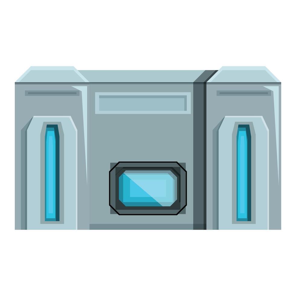 Futuristic building with glowing windows and metallic structure vector