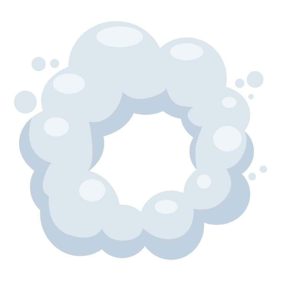 Round frame created by light blue smoke puffs floating on white background vector