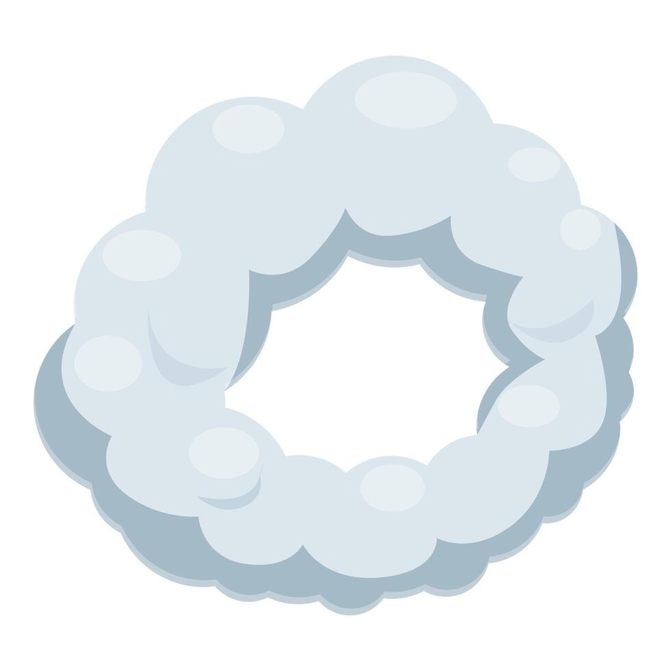 Round smoke cloud frame floating isolated on white background vector