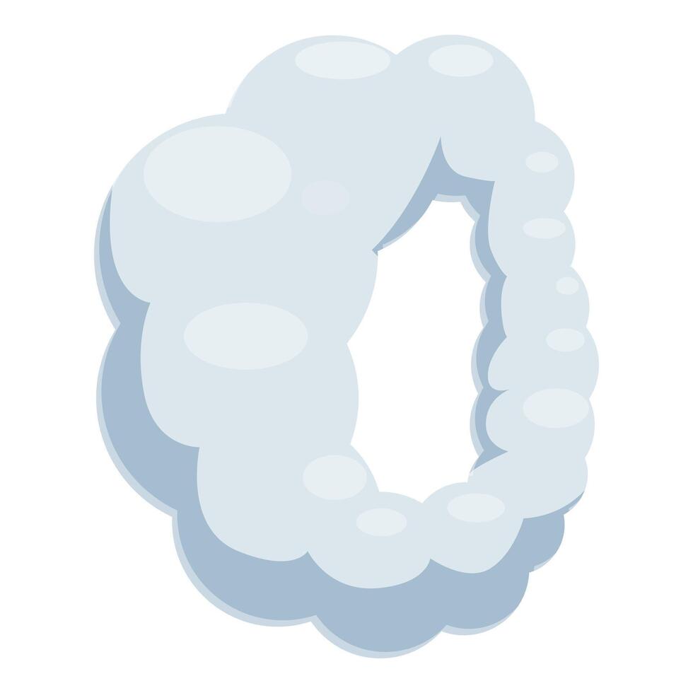 Cartoon letter o formed by light blue spheres creating a fluffy effect vector