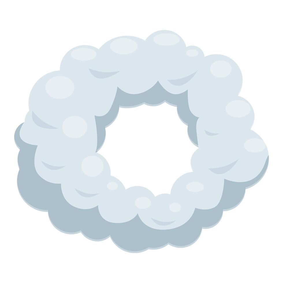 Round frame created by fluffy white clouds forming an empty circle vector
