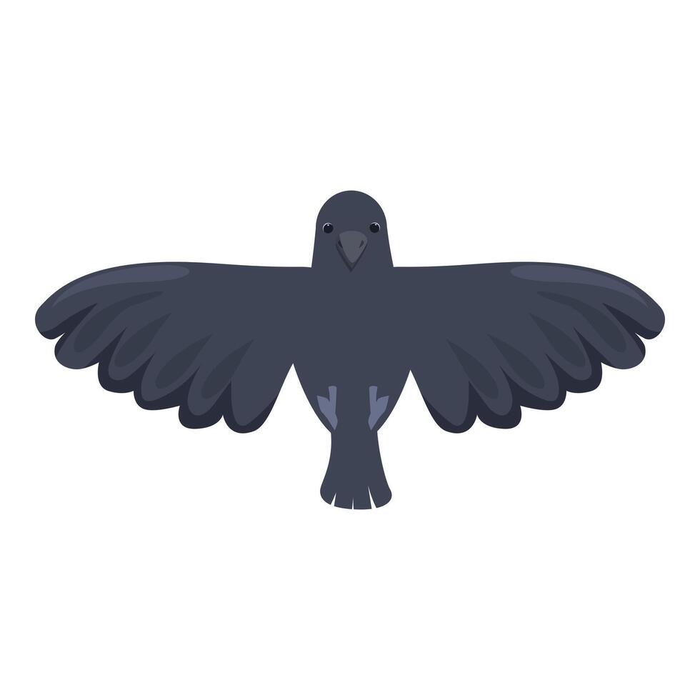 Black crow flying with open wings, a symbol of mystery vector