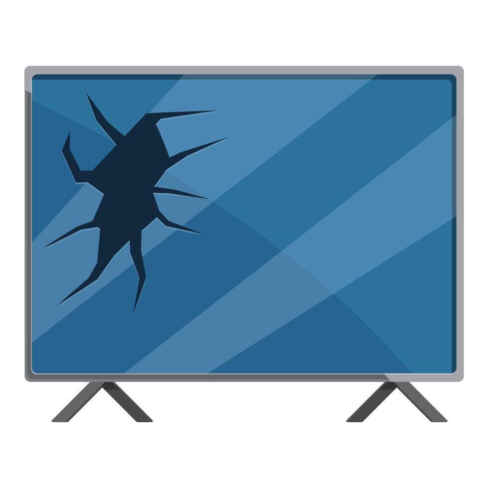 Broken tv screen showing cracks from impact damage vector