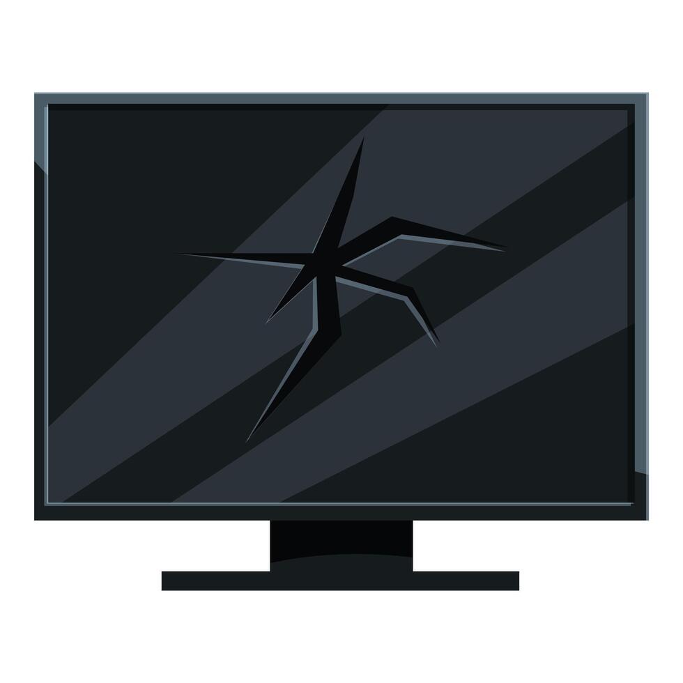 Broken computer screen showing cracks on dark background vector