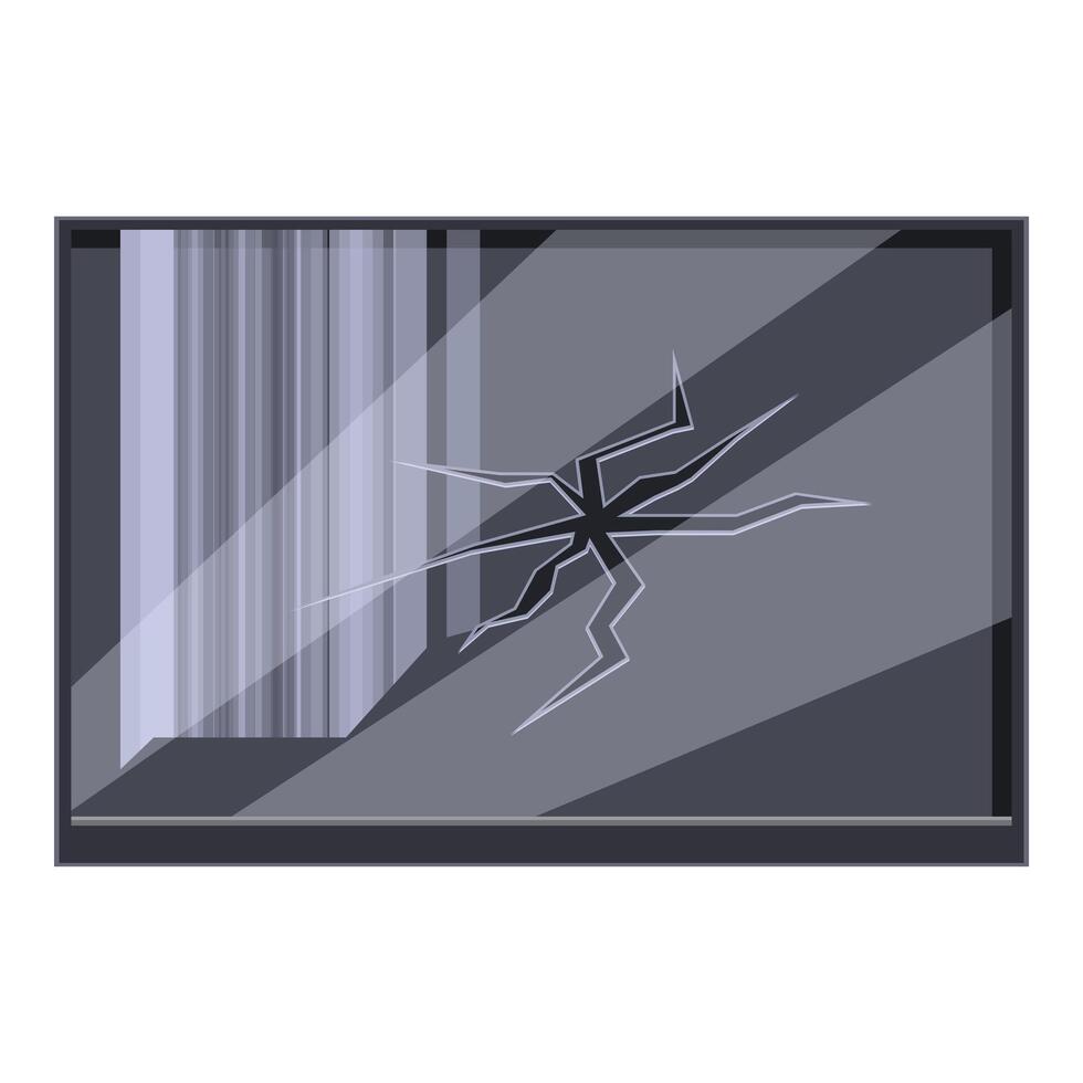 Broken tv showing vertical colored bars with crack on screen vector