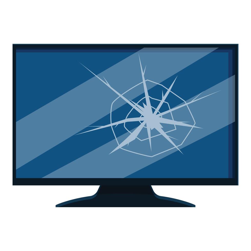 Broken tv screen is showing cracks, insurance concept vector